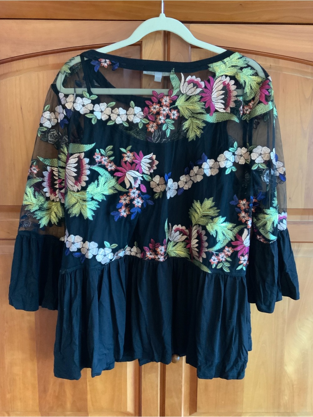 Anthropologie Top by eri + ali, NWT, XL, sheer netting with gorgeous embroidery. - Picture 2 of 5